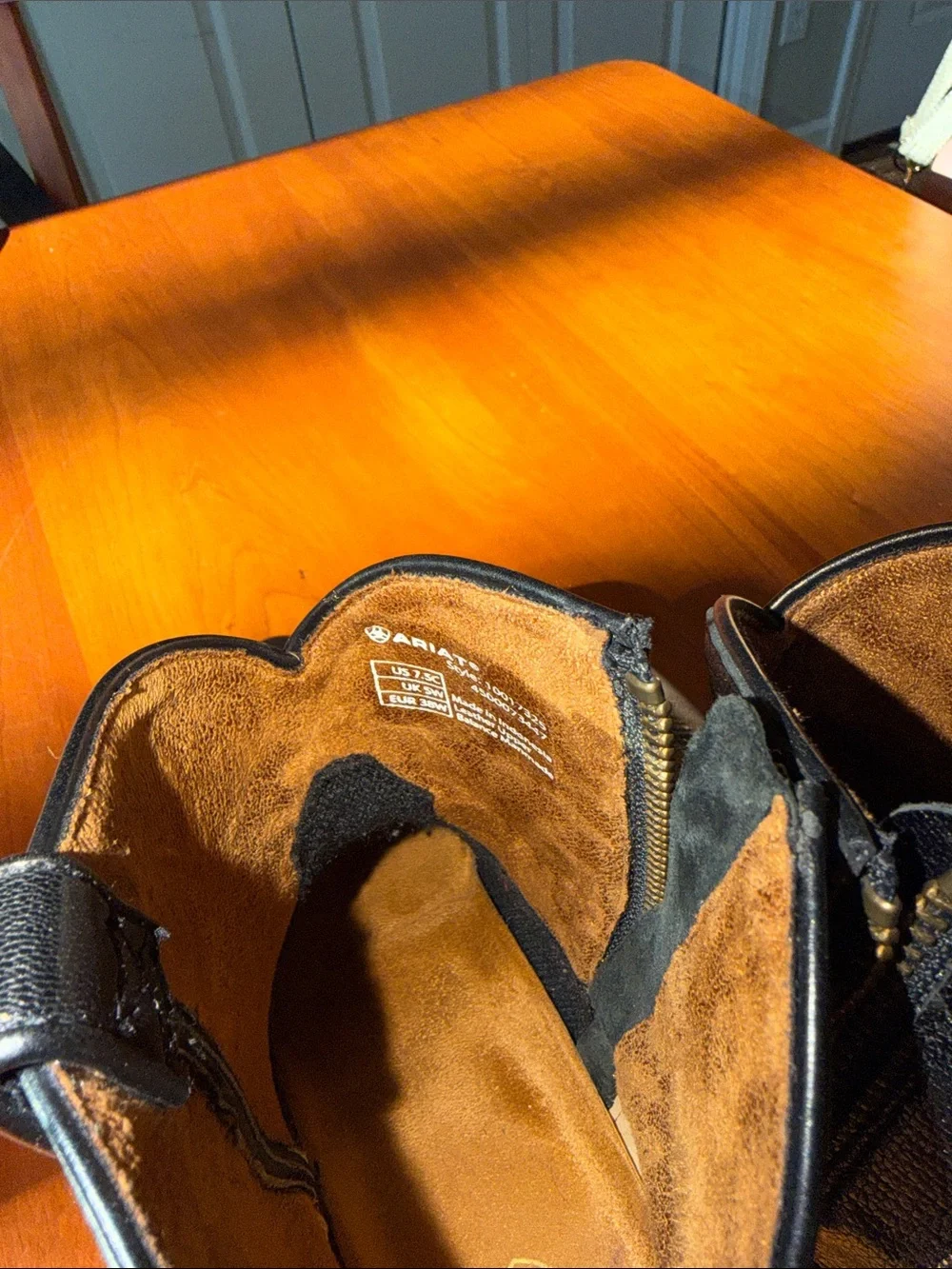 Ariat Black and Brown Short Western Zip Boots